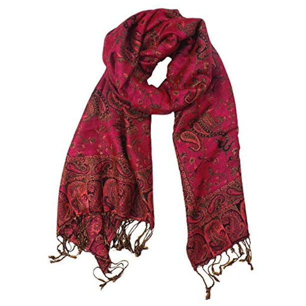 Peach Couture Womens Elegant Reversible Floral Paisley Pashmina Stole Shawl Wrap